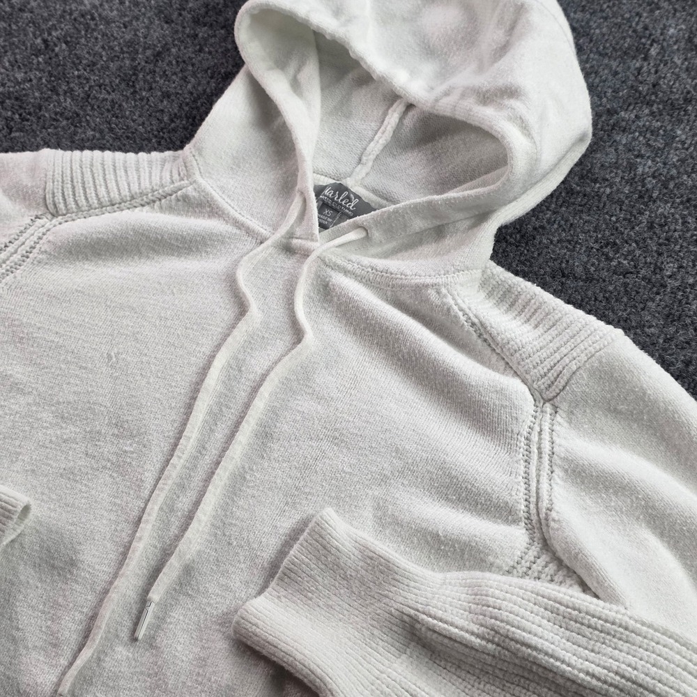 Marled Reunited Clothing Knit Hoodie Sweater Ribbed Texture XS White Womens